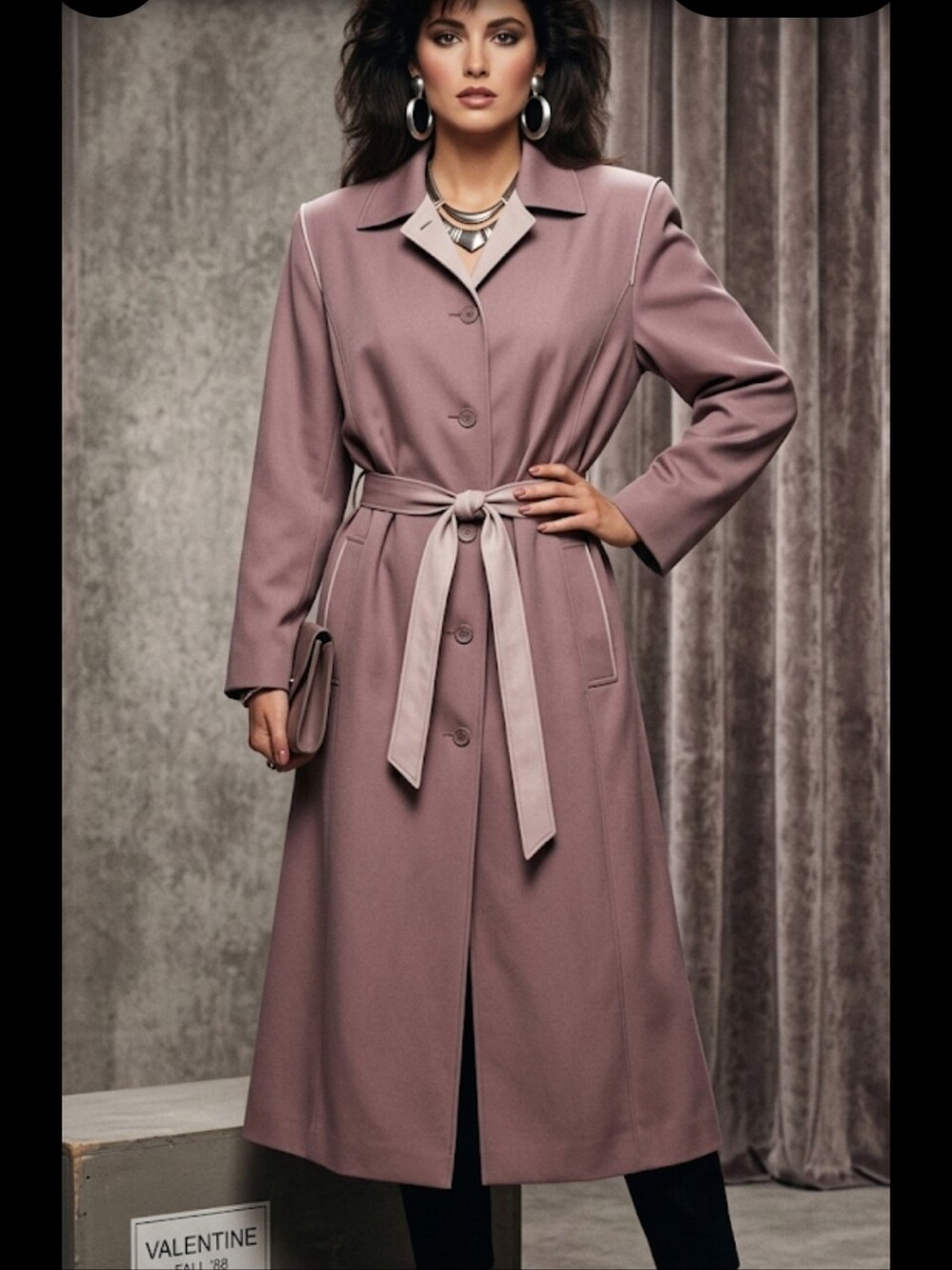 Vtg 80s Mauve Trench Coat M Bonders USA midi-lengtg
